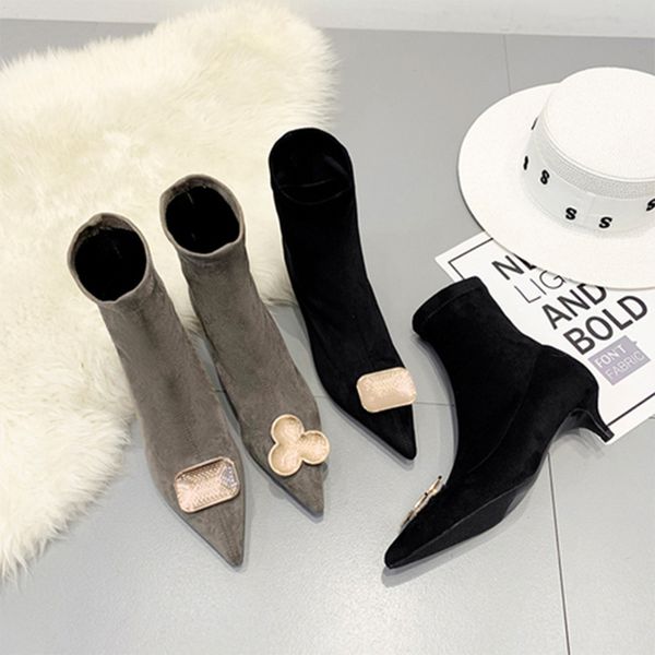boussac kitten heel sock boots women pointed toe ankle boots for women metal buckle suede shoes swe0671, Black
boussac kitten heel sock boots women pointed toe ankle boots for women metal buckle suede shoes swe0671, Black
