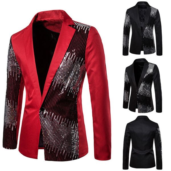 men's slim body gradient sequins suit large size groom dress stage nightclub performance costumes blazer, White;black
men's slim body gradient sequins suit large size groom dress stage nightclub performance costumes blazer, White;black