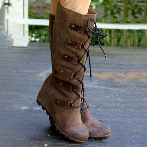 women boots outdoor women's round toe thick bottom wedges lace-up keep warm shoes long boots botas mujer invierno 2019, Black
women boots outdoor women's round toe thick bottom wedges lace-up keep warm shoes long boots botas mujer invierno 2019, Black