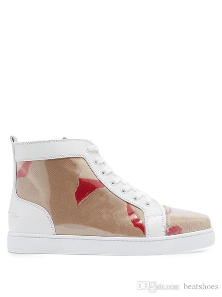 women's kraft leather and pvc high sneakers designer shoes red bottom mens flat trainers brown textile white leather box, Black
women's kraft leather and pvc high sneakers designer shoes red bottom mens flat trainers brown textile white leather box, Black