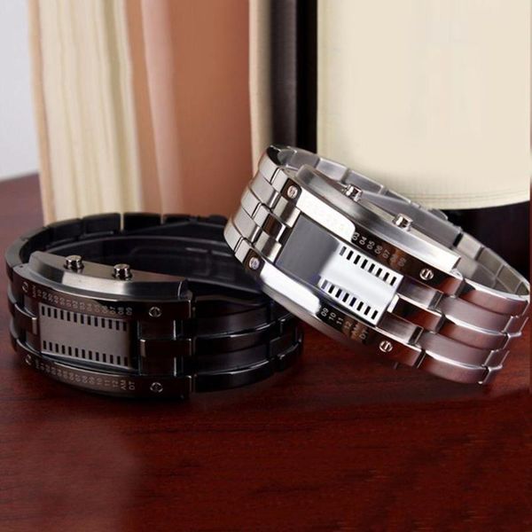 fashion couple watch men women creative stainless steel clock led date bracelet watch binary wristwatch, Slivery;brown
fashion couple watch men women creative stainless steel clock led date bracelet watch binary wristwatch, Slivery;brown