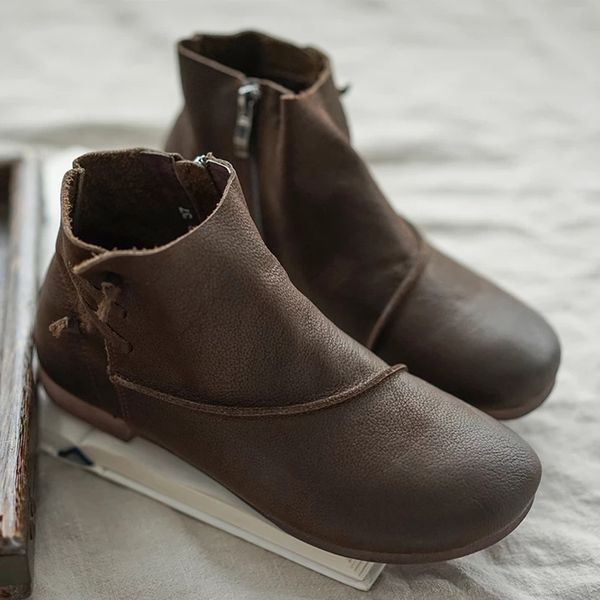 leather ankle boots 2019 vintage boots women side zipper women shoes comfortable flat heel female zipper short, Black
leather ankle boots 2019 vintage boots women side zipper women shoes comfortable flat heel female zipper short, Black