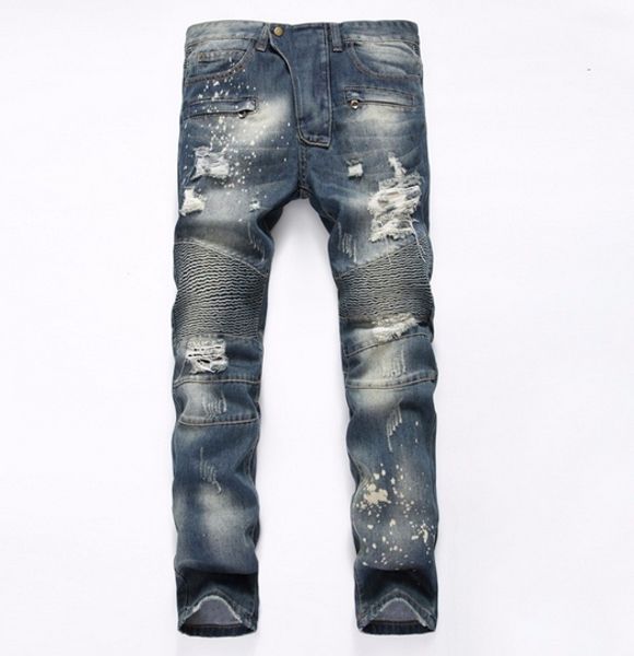 new distressed patchwork men jeans scratched biker jeans hole ripped denim straight slim fit hip hop cotton moto pants, Blue
new distressed patchwork men jeans scratched biker jeans hole ripped denim straight slim fit hip hop cotton moto pants, Blue