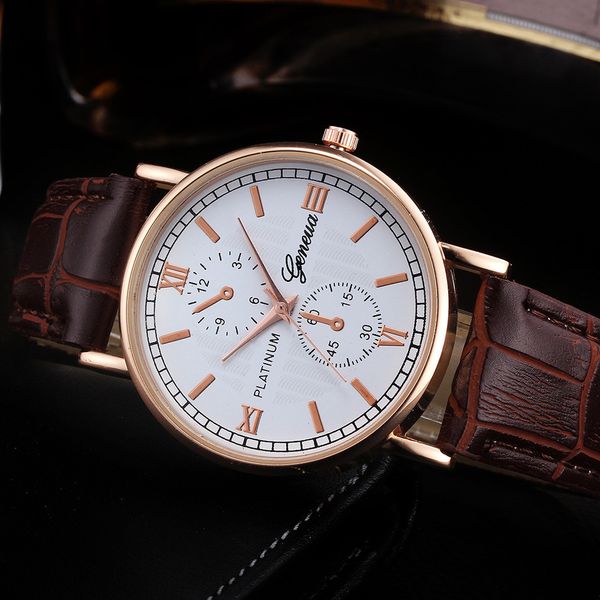 geneva men wrist watch retro design leather band analog alloy quartz man watches vintage men wristwatch clock watch male, Slivery;brown
geneva men wrist watch retro design leather band analog alloy quartz man watches vintage men wristwatch clock watch male, Slivery;brown