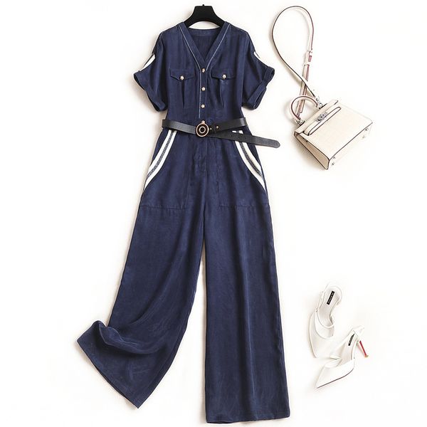 fashion cuprammonium fiber women rompers 2020 summer bat sleeves striped contrast belt single breasted jumpsuit overalls, Black;white
fashion cuprammonium fiber women rompers 2020 summer bat sleeves striped contrast belt single breasted jumpsuit overalls, Black;white
