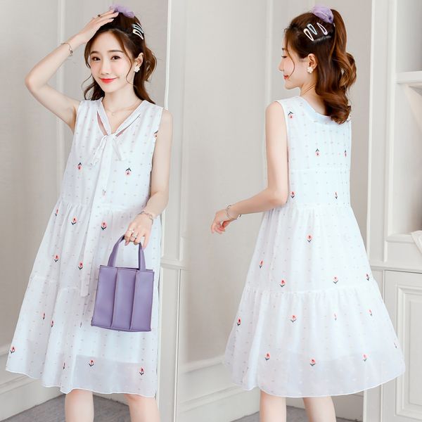 615# maternity dress summer chiffon sleeveless easy matching loose stylish dress for pregnant women mom, White
615# maternity dress summer chiffon sleeveless easy matching loose stylish dress for pregnant women mom, White