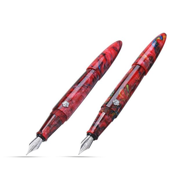 High-end Red Resin Body Fountain Pen 0.5 Mm Extra Fine\fine Nib Converter Stationery Office School Supplies Ink Pen Gift Box