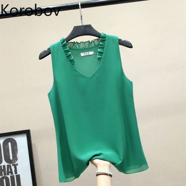 women's tanks & camis korobov 2021 solid v neck women sleeveless tank korean ruffles elegant vintage fashion chiffon 2a381, White
women's tanks & camis korobov 2021 solid v neck women sleeveless tank korean ruffles elegant vintage fashion chiffon 2a381, White