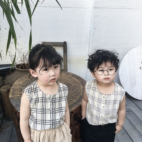 2020 children's short-sleeved t- t- men's and women's baby plaid shirt baby sleeveless shirt, Blue
2020 children's short-sleeved t- t- men's and women's baby plaid shirt baby sleeveless shirt, Blue