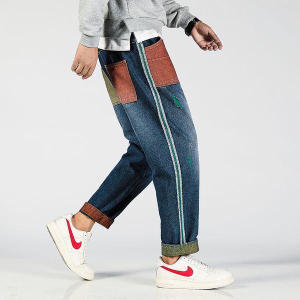 2019 men's baggy homme classic style jeans mens blue stitching color casual pants tide male loose trousers big size s-5xl
2019 men's baggy homme classic style jeans mens blue stitching color casual pants tide male loose trousers big size s-5xl
