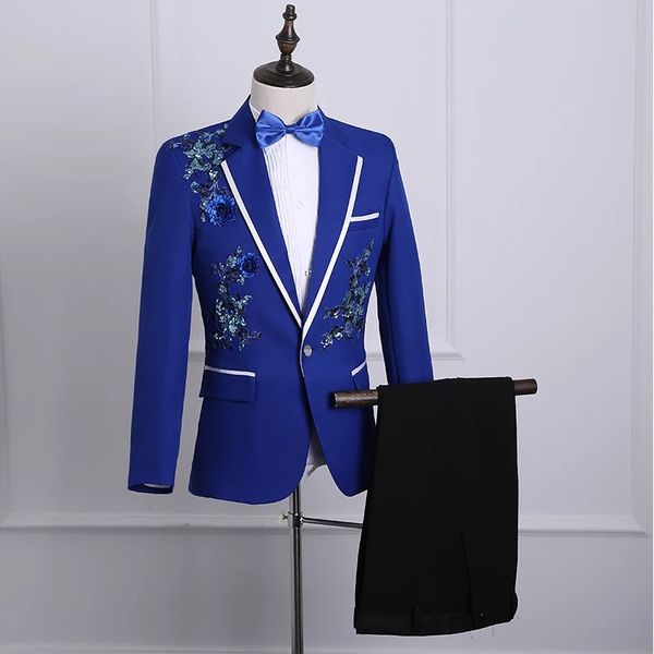 2019 male shawl lapel chinese style embroidered prom dress suits stage singer costume homme mens suits with pants, White;black
2019 male shawl lapel chinese style embroidered prom dress suits stage singer costume homme mens suits with pants, White;black