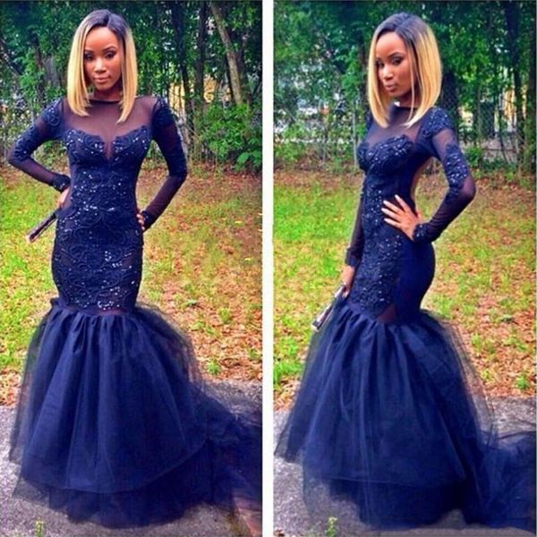 new fashion mermaid african prom dress long sleeve sheer neck appliques beaded sequins shining evening dress custom made, Black;red
new fashion mermaid african prom dress long sleeve sheer neck appliques beaded sequins shining evening dress custom made, Black;red