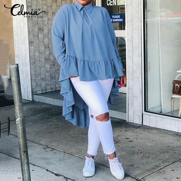 spring winter 2020 women lapel collar blouse celmia fashion casual soild ruffled hem long sleeve buttons shirt plus size 5xl, White
spring winter 2020 women lapel collar blouse celmia fashion casual soild ruffled hem long sleeve buttons shirt plus size 5xl, White