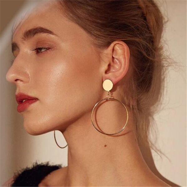 simple classic gold sliver color big round circle earrings for women fashion punk style geometric dangle drop earrings jewelry, Silver
simple classic gold sliver color big round circle earrings for women fashion punk style geometric dangle drop earrings jewelry, Silver