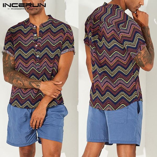 incerun 2019 ethnic style print men hawaiian shirt stand collar short sleeve button vintage casual shirts men camisa s-5xl, White;black
incerun 2019 ethnic style print men hawaiian shirt stand collar short sleeve button vintage casual shirts men camisa s-5xl, White;black