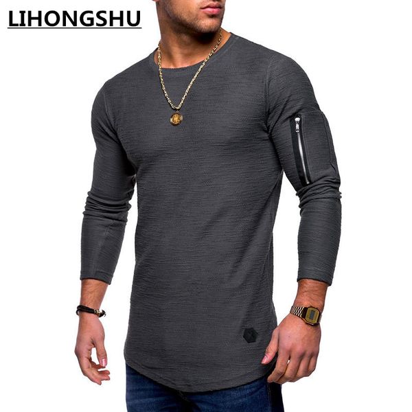 

2019 slim fit men t shirt zipper splicing sleeve t-shirt jacquard striped longline curved hem hip hop tshirt streetwear, White;black