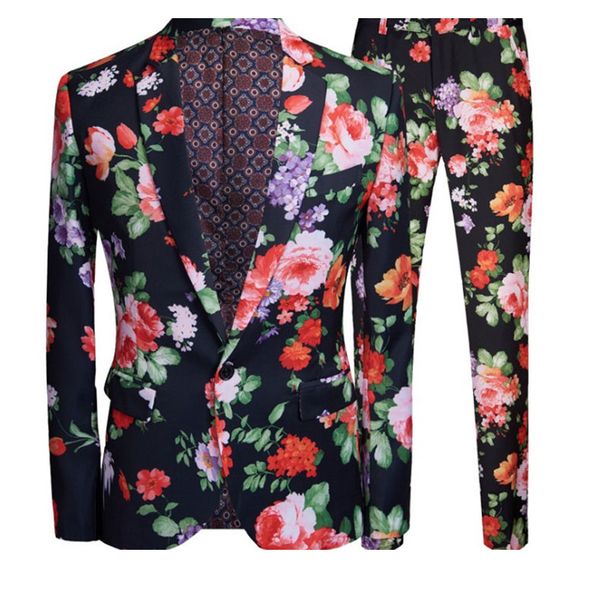 black print wedding punk suit set men slim business outfit blazer vintage flower printing coat banquet graduation party costume, White;black
black print wedding punk suit set men slim business outfit blazer vintage flower printing coat banquet graduation party costume, White;black