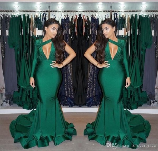 2019 one shoulder long sleeves prom dress dark green formal holidays wear graduation evening party gown custom made plus size, Black
2019 one shoulder long sleeves prom dress dark green formal holidays wear graduation evening party gown custom made plus size, Black