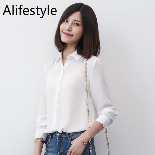 2020 new women shirt classic chiffon blouse female plus size loose long sleeve casual shirts lady pure color style clothes, White
2020 new women shirt classic chiffon blouse female plus size loose long sleeve casual shirts lady pure color style clothes, White