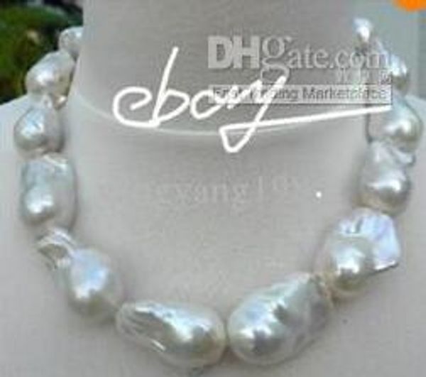 new fine genuine pearl jewelry real huge south sea white baroque pearl necklace 18" 14k, Silver 
new fine genuine pearl jewelry real huge south sea white baroque pearl necklace 18" 14k, Silver