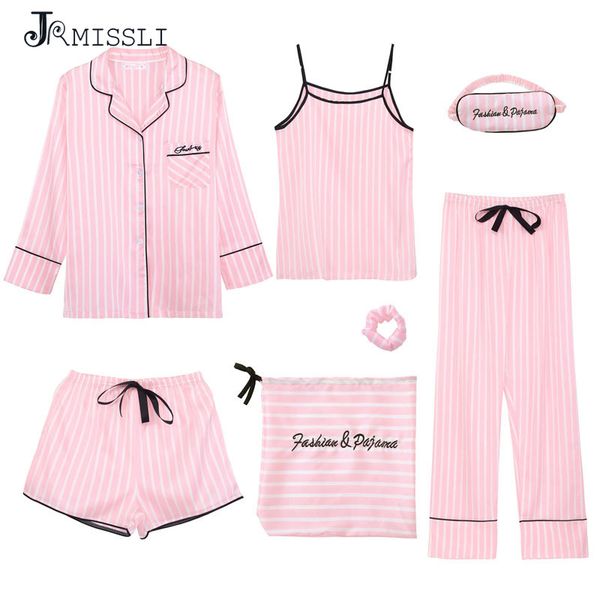 JRMISSLI Women pajamas set spring 7 pieces sets Striped cute korea style sleeping cloth light color turn down collar
JRMISSLI Women pajamas set spring 7 pieces sets Striped cute korea style sleeping cloth light color turn down collar