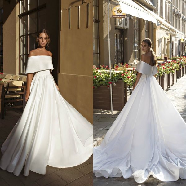 2019 lian rokman a line wedding dresses off the shoulder sweep train vestidos de novia satin country wedding dress plus size bridal gowns, White
2019 lian rokman a line wedding dresses off the shoulder sweep train vestidos de novia satin country wedding dress plus size bridal gowns, White