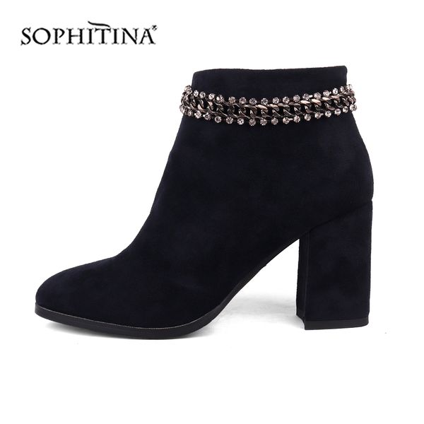 sophitina fashion design chain boots handmade zipper square heel solid new women's soft shoes comfortable ankle boots by144, Black
sophitina fashion design chain boots handmade zipper square heel solid new women's soft shoes comfortable ankle boots by144, Black
