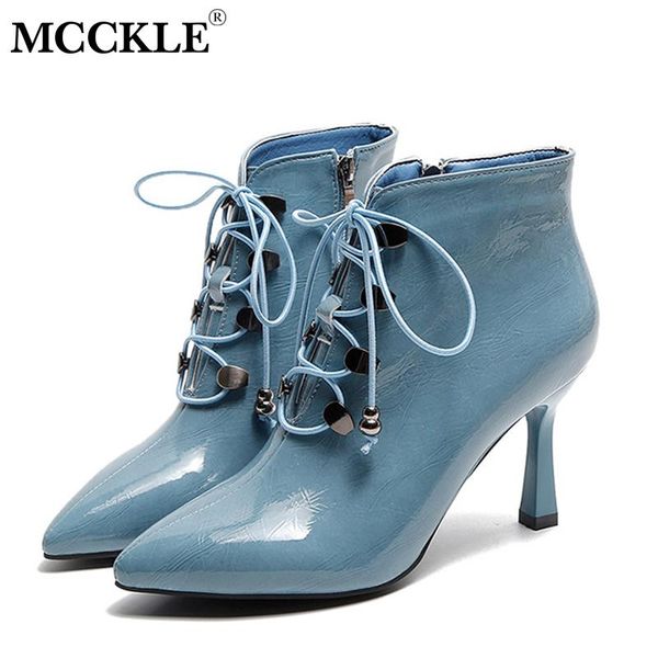 mcckle women autumn lace up zipper ankle boots ladies pu leather pointed toe pumps square heels female shoes, Black
mcckle women autumn lace up zipper ankle boots ladies pu leather pointed toe pumps square heels female shoes, Black