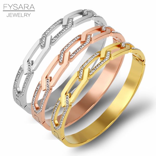 fysara fashion hollow chain design bangles for women crystals charm bangles rose gold steel color punk, Black
fysara fashion hollow chain design bangles for women crystals charm bangles rose gold steel color punk, Black