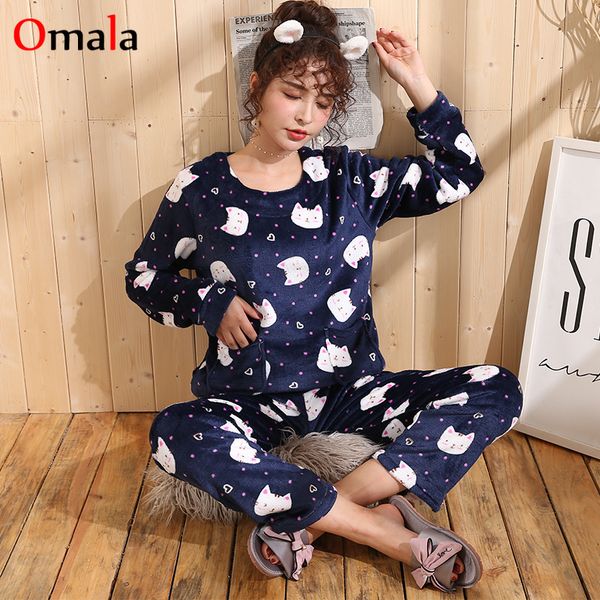 winter women thicken pajamas set cute cartoon printed sleepwear warm nightgown for women warm flannel pajamas set two-piece suit, Blue;gray
winter women thicken pajamas set cute cartoon printed sleepwear warm nightgown for women warm flannel pajamas set two-piece suit, Blue;gray