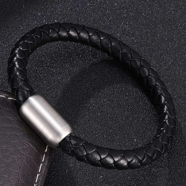 simple men genuine leather braided bracelet bangles stainless steel lucky magnet clasp bracelet fashion jewelry, White
simple men genuine leather braided bracelet bangles stainless steel lucky magnet clasp bracelet fashion jewelry, White