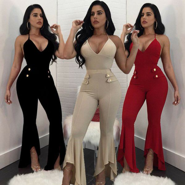 3colors women v neck halter beige backless flare wide leg sleeveless jumpsuit playsuit bodycon romper trousers clubwears, Black;white
3colors women v neck halter beige backless flare wide leg sleeveless jumpsuit playsuit bodycon romper trousers clubwears, Black;white