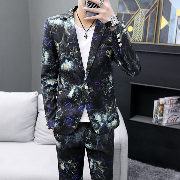 mens 2-piece suits one button floral blazer dinner jacket and pants vintage wedding groom suits set, White;black
mens 2-piece suits one button floral blazer dinner jacket and pants vintage wedding groom suits set, White;black