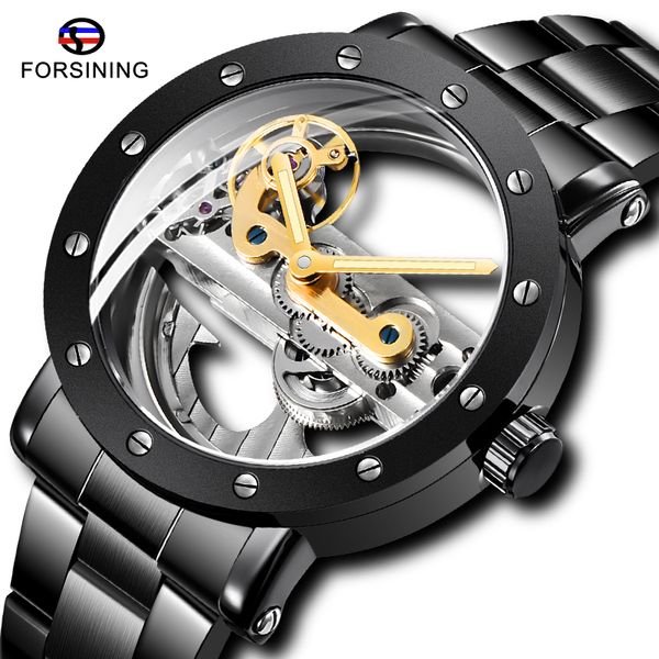 forsining men automatic mechanical watch stainless steel black skeleton luminous waterproof clock relogio masculino, Slivery;brown
forsining men automatic mechanical watch stainless steel black skeleton luminous waterproof clock relogio masculino, Slivery;brown