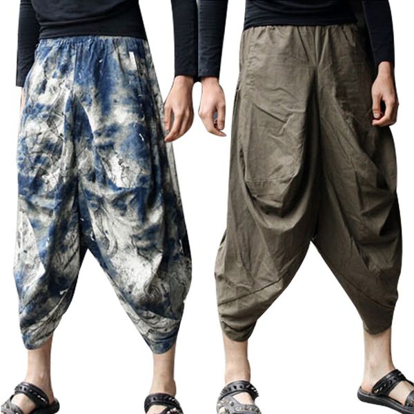 men bloomers trousers japanese samurai nepal style boho casual low drop crotch loose fit harem baggy hakama capri linen pants, Black
men bloomers trousers japanese samurai nepal style boho casual low drop crotch loose fit harem baggy hakama capri linen pants, Black