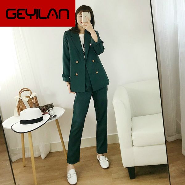 women suits office sets casual work suit suit women's trousers set two-piece 2019 autumn new women's clothing, White;black 
women suits office sets casual work suit suit women's trousers set two-piece 2019 autumn new women's clothing, White;black