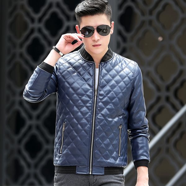2018 new style fashion wear classic men's quilt interwoven design pu jacket coat with zipper, Black
2018 new style fashion wear classic men's quilt interwoven design pu jacket coat with zipper, Black