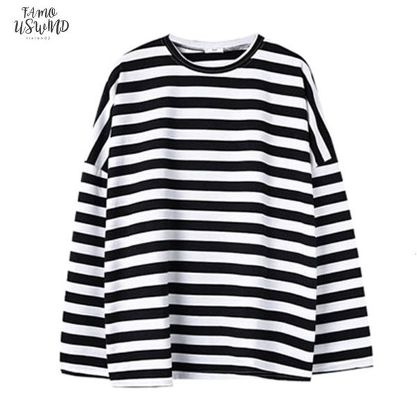 autumn striped new black and white stripes loose long round neck collar pullover clothes women drop shipping
autumn striped new black and white stripes loose long round neck collar pullover clothes women drop shipping