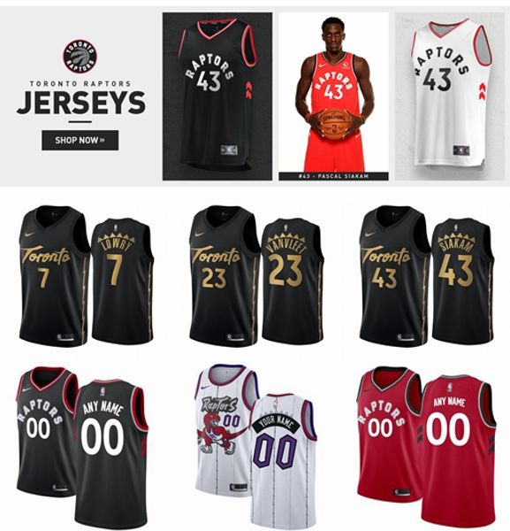 

2020 nba nike custom toronto raptors finished city edition swingman basketball jersey 2 leonard 7 lowry 23 vanvleet 43 siakam, Black;red