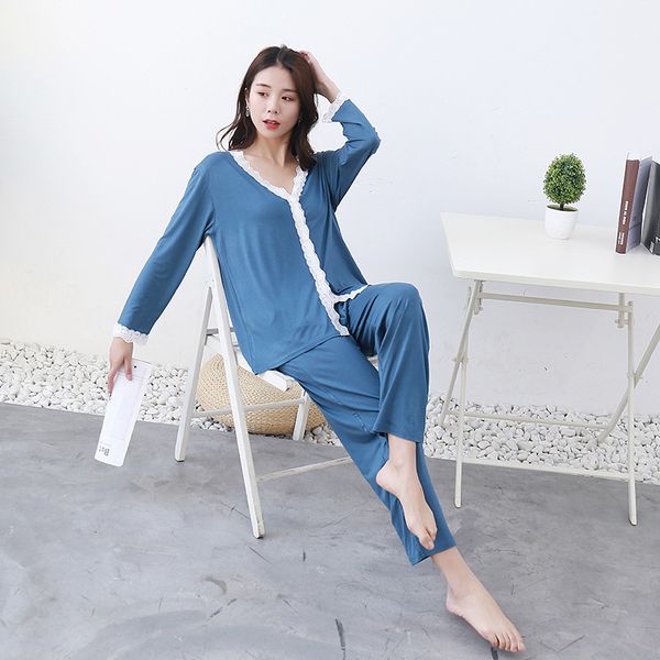 2020 pajamas suit spring and summer ladies modal lace cardigan long-sleeved sweet sleepwear plus size home service pijamas, Black;red
2020 pajamas suit spring and summer ladies modal lace cardigan long-sleeved sweet sleepwear plus size home service pijamas, Black;red