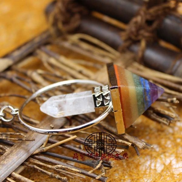 natural colorful chakra crystal energy stone pyramid hexagonal column stone pendant aura supplies spirit pendant, Bronze;silver 
natural colorful chakra crystal energy stone pyramid hexagonal column stone pendant aura supplies spirit pendant, Bronze;silver