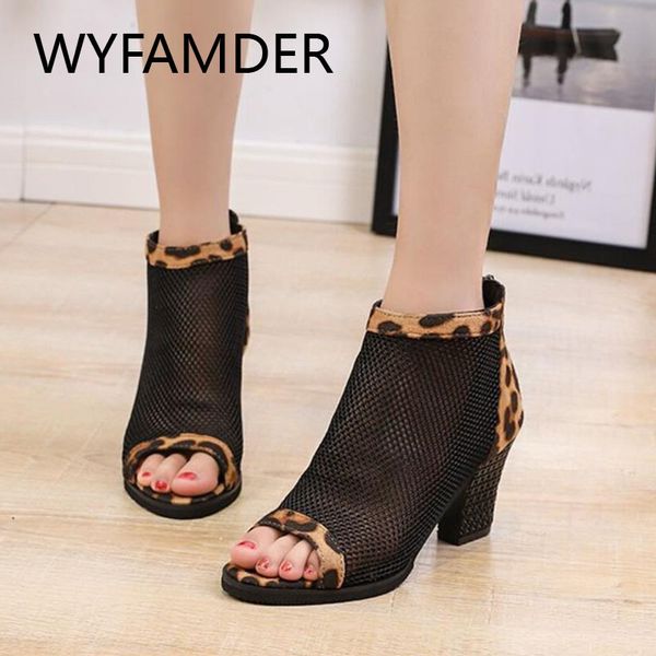 wyfamder 2020 leopard women boots spring summer mesh peep toe lady ankle booties thick heel woman shoes big sizes wb63, Black
wyfamder 2020 leopard women boots spring summer mesh peep toe lady ankle booties thick heel woman shoes big sizes wb63, Black
