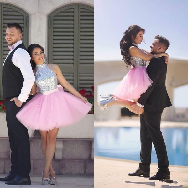 shining pink short homecoming dresses high neck halter sequins tulle cocktail party dresses sparkly arabic sleeveless prom dresses, Blue;pink
shining pink short homecoming dresses high neck halter sequins tulle cocktail party dresses sparkly arabic sleeveless prom dresses, Blue;pink