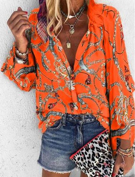 designer chain printed womens shirts fashion plus size long sleeve blouses casual single breasted womens, White
designer chain printed womens shirts fashion plus size long sleeve blouses casual single breasted womens, White