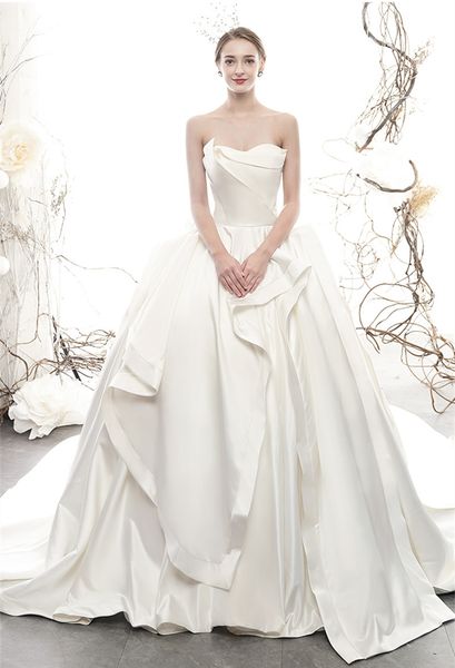 women vintage a-line long satin strapless wedding dresses with pockets sleeveless ivory lace up back bridal gowns custom made, White
women vintage a-line long satin strapless wedding dresses with pockets sleeveless ivory lace up back bridal gowns custom made, White