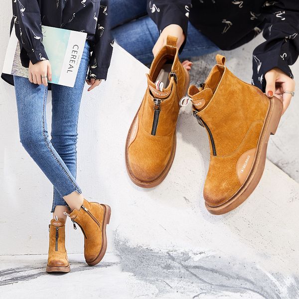 casual shoes women fashion brand retro matrin boots real leather botas mujer lady chaussure front zipper female footware camel, Black
casual shoes women fashion brand retro matrin boots real leather botas mujer lady chaussure front zipper female footware camel, Black