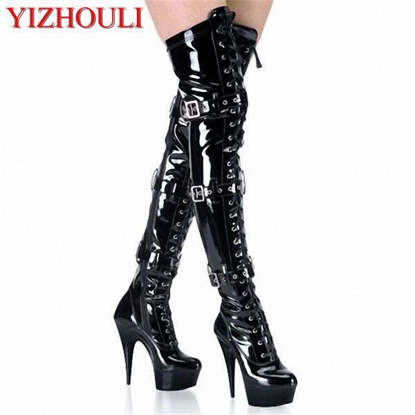 15cm high-heeled shoes platform front buckle strap over the knee boots round toe boots ladies' 6 inch thigh high, Black
15cm high-heeled shoes platform front buckle strap over the knee boots round toe boots ladies' 6 inch thigh high, Black
