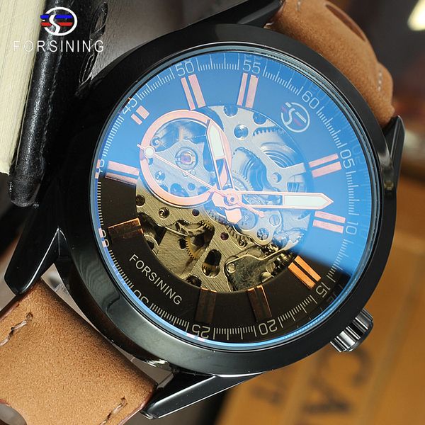 forsining 2019 mens casual sport watch genuine leather army automatic men's wrist watch skeleton clock, Slivery;brown
forsining 2019 mens casual sport watch genuine leather army automatic men's wrist watch skeleton clock, Slivery;brown