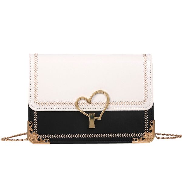 

texture french small women's bag 2019 new fashion fashion shoulder bag wild chain slanting small square girl heart lock