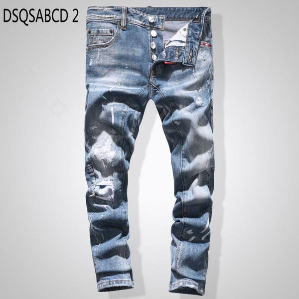 european american style fashion men hole jeans straight zipper slim brand light blue jeans pencil pants for men 
european american style fashion men hole jeans straight zipper slim brand light blue jeans pencil pants for men